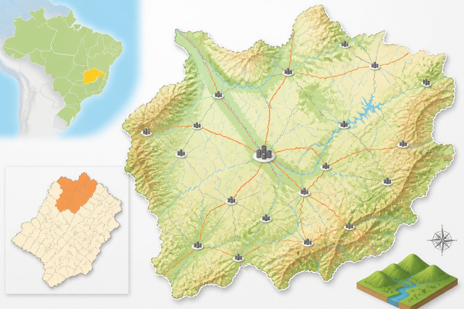 Mapa detalhado da região do DDD 38 em Minas Gerais, destacando as principais cidades atendidas.